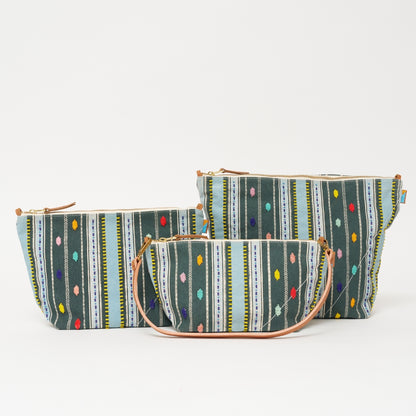 Large Convertible Pouch - Beaded Bisa Stripe