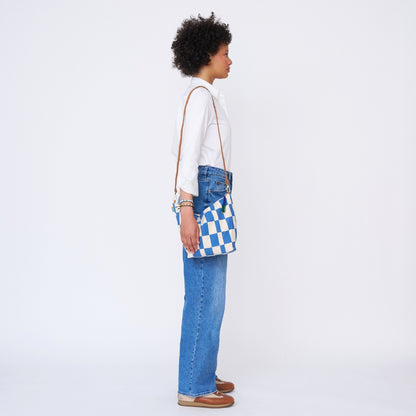 FINAL SALE: Jumbo Convertible Pouch - Chambray Checker