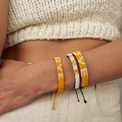 Woven LOVE Bracelet - Orange/White