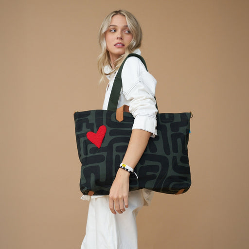 Carryall Bag - Safari Kuba with Beaded Red Heart lifestyle image