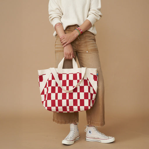 Karibu Tote - Large - Cherry Checker lifestyle image