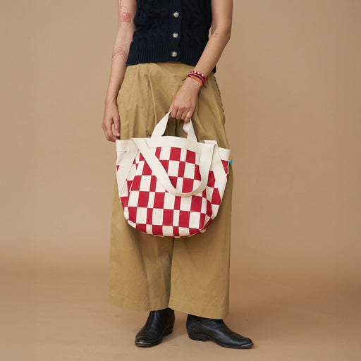 Karibu Tote - Medium - Cherry Checker lifestyle image