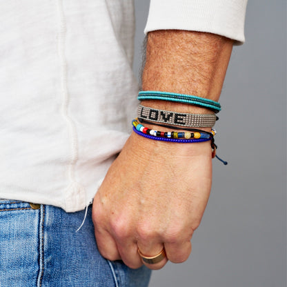 FINAL SALE: XLarge Woven LOVE Bracelet - Gray/Black