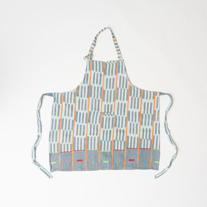 African Baule Apron - Sky/Peach