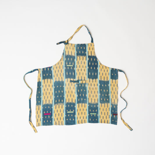 African Baule Apron - Indigo/Yellow