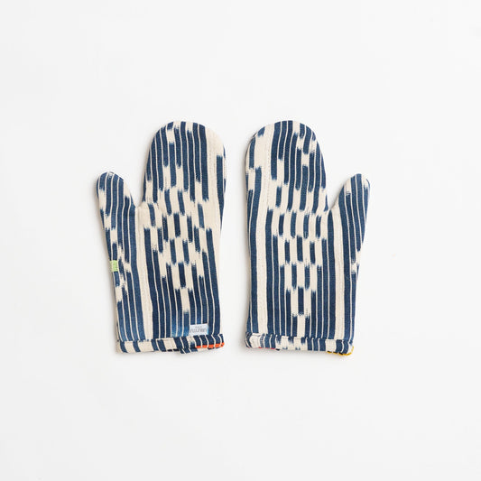 African Baule Oven Mitts - Indigo/White