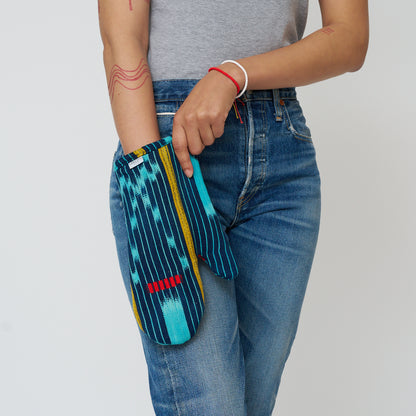 African Baule Oven Mitts - Indigo/Turquoise