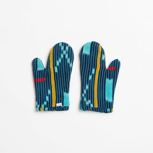 African Baule Oven Mitts - Indigo/Turquoise