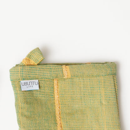 African Baule Oven Mitts - Lime Stripe