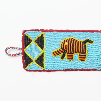 Beaded Yoruba Wall Art - Turquoise Elephant