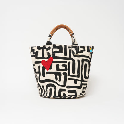 Weekender - Black Kuba with Beaded Red Heart