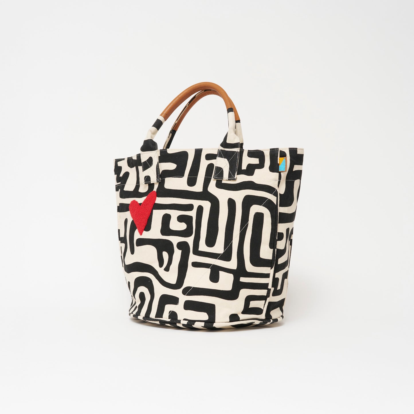 Weekender - Black Kuba with Beaded Red Heart