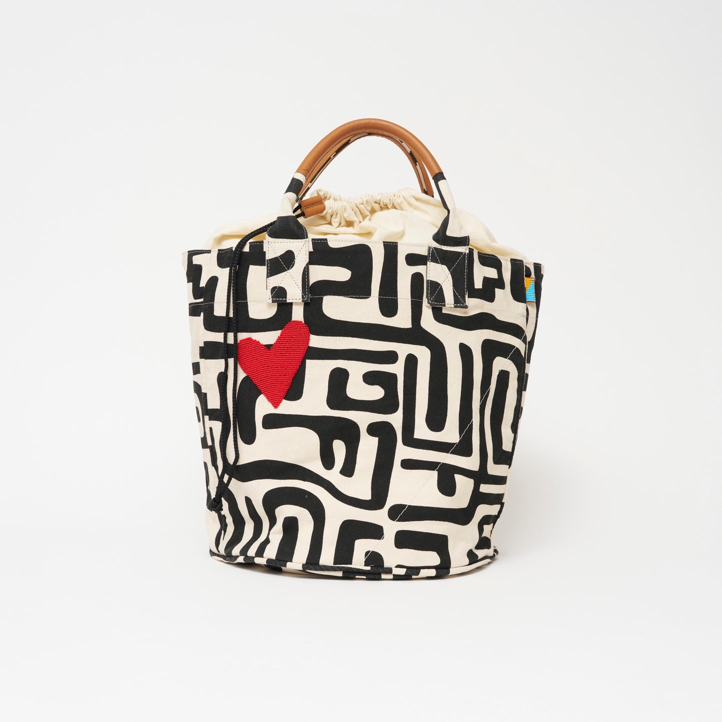 Weekender - Black Kuba with Beaded Red Heart