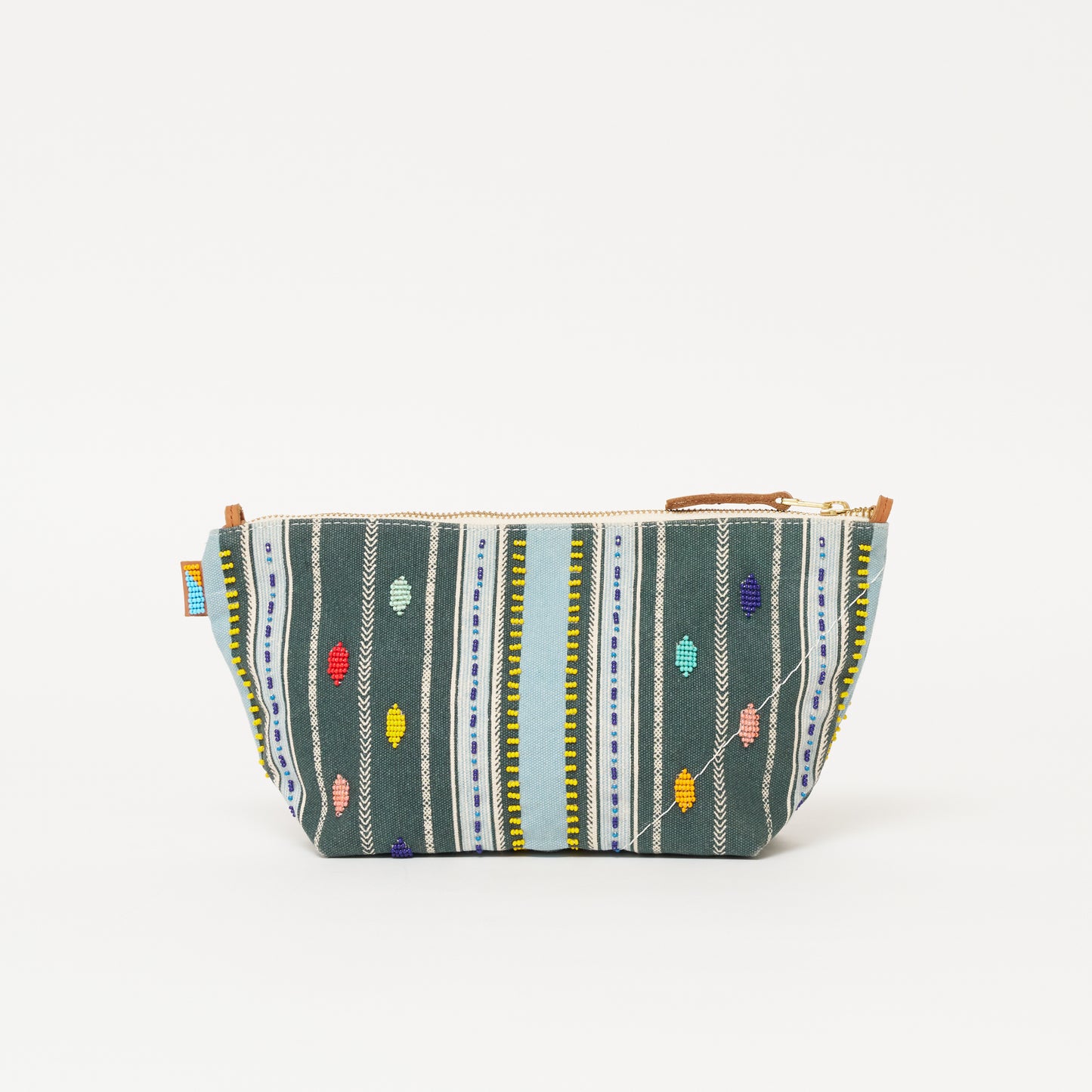 Large Convertible Pouch - Beaded Bisa Stripe