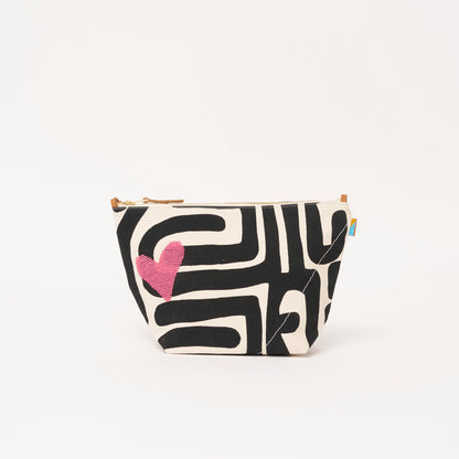 XLarge Convertible Pouch - Kuba with Summer Pink Beaded Heart