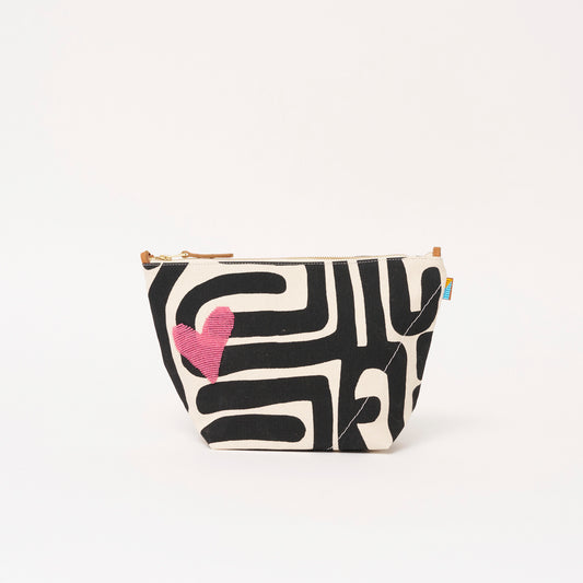 XLarge Convertible Pouch - Kuba with Summer Pink Beaded Heart