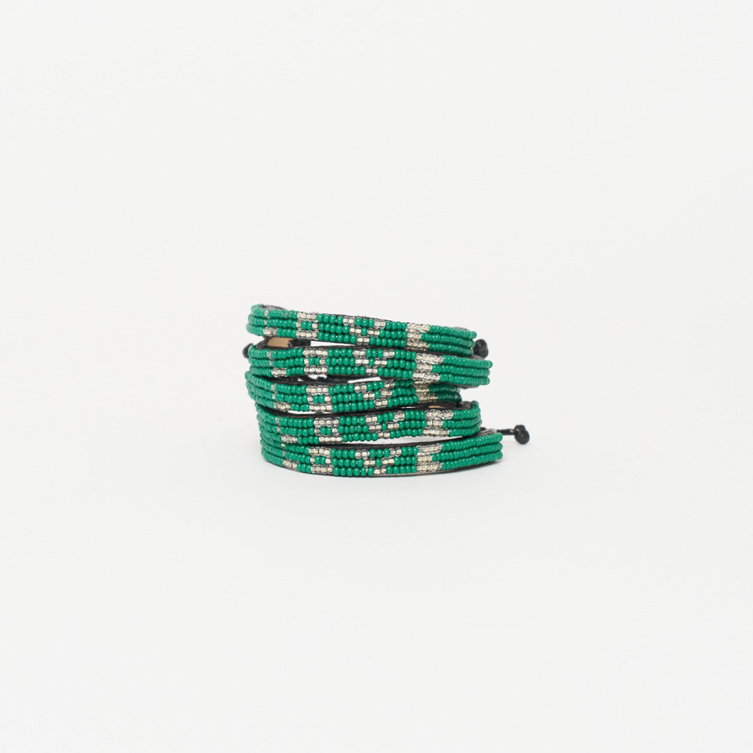 FINAL SALE: Skinny LOVE Bracelet Bundle - Green/Silver