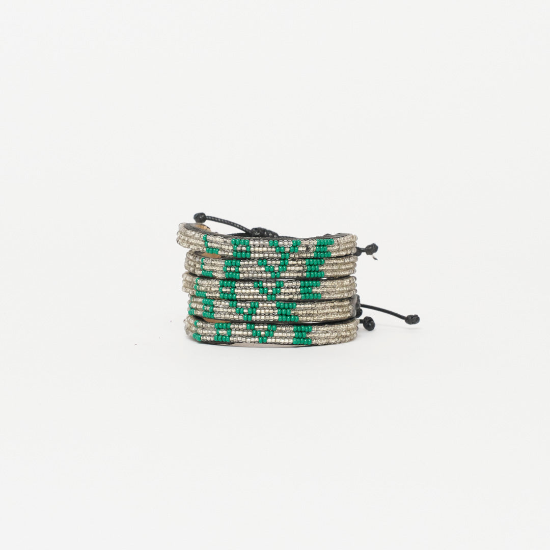 FINAL SALE: Skinny LOVE Bracelet Bundle - Silver/Green