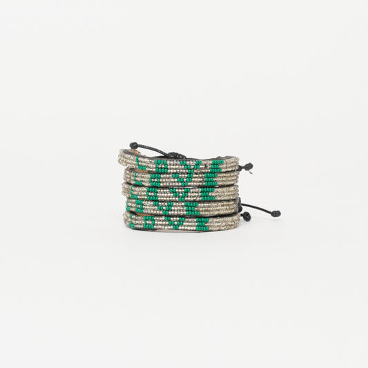 FINAL SALE: Skinny LOVE Bracelet Bundle - Silver/Green