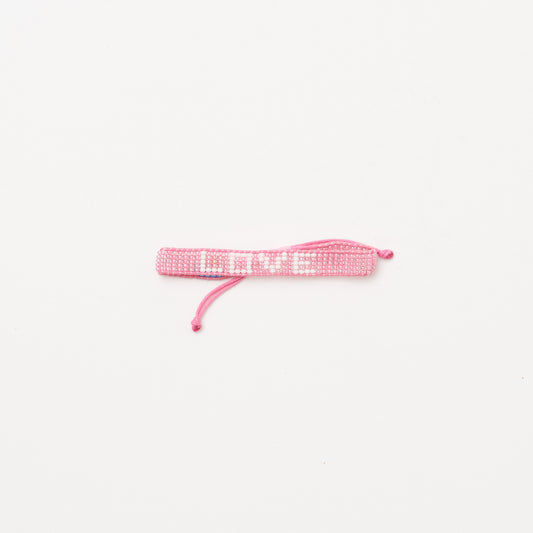 Woven LOVE Bracelet - Pearly Pink/White