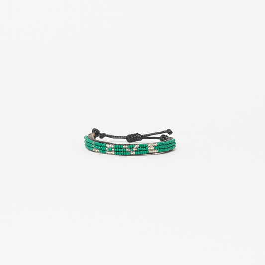 Skinny LOVE Bracelet - Green/Silver