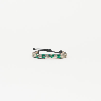 Skinny LOVE Bracelet - Silver/Green