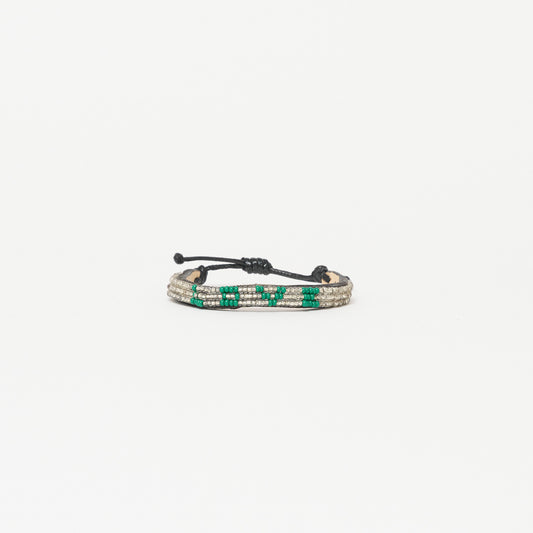 Skinny LOVE Bracelet - Silver/Green