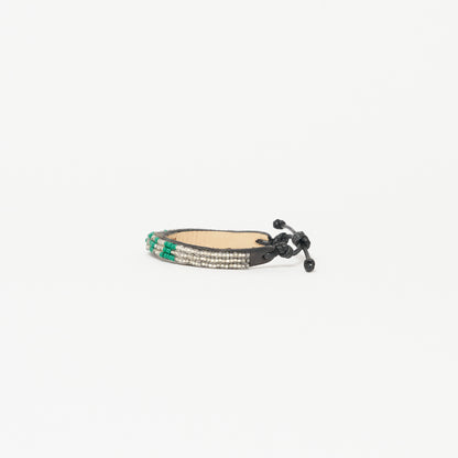 Skinny LOVE Bracelet - Silver/Green