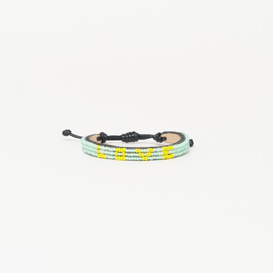 Skinny LOVE Bracelet - Mint Green/Yellow