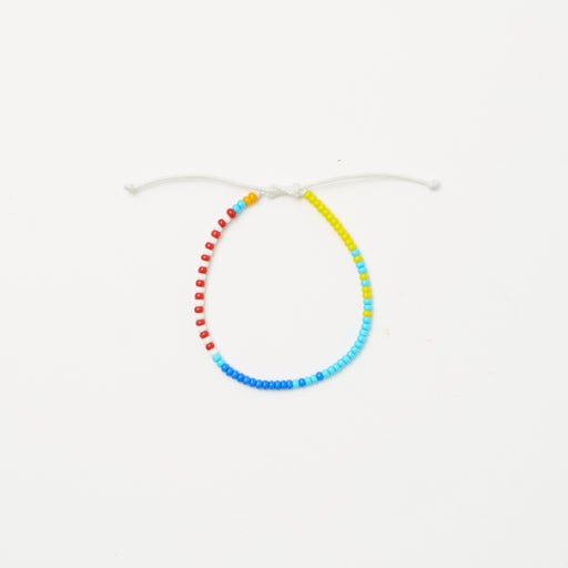 Single Strand Bracelet - Red Stripe/Blue Multi