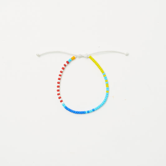 Single Strand Bracelet - Red Stripe/Blue Multi