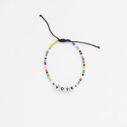 VOTE Letter Bead Single Strand Bracelet - Rainbow Multi