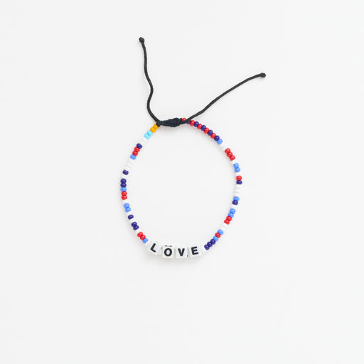 LOVE Letter Bead Single Strand Bracelet -  Red/White/Blue