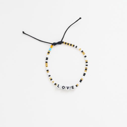LOVE Letter Bead Single Strand Bracelet -  Metallic Multi