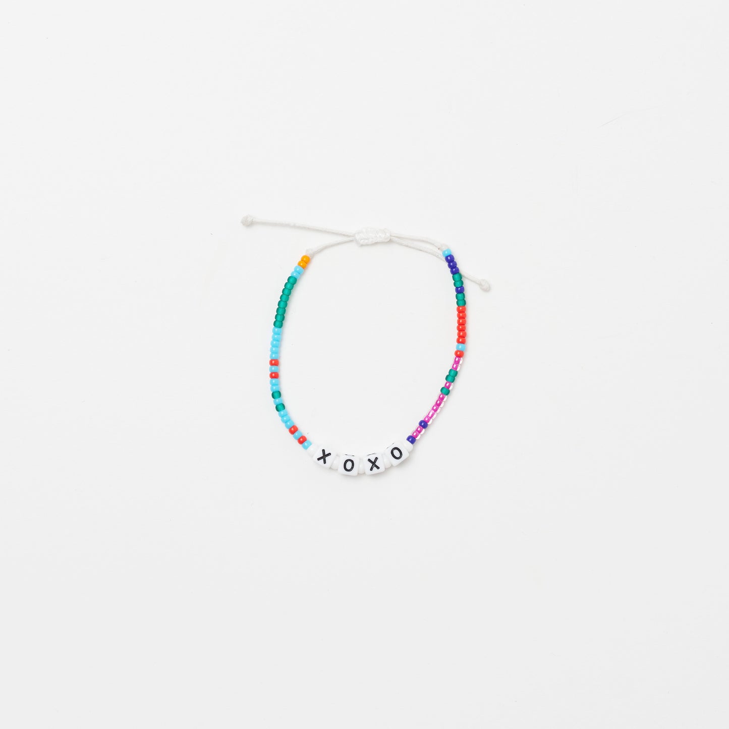 XOXO Letter Bead Single Strand Bracelet - Pink/Blue Multi