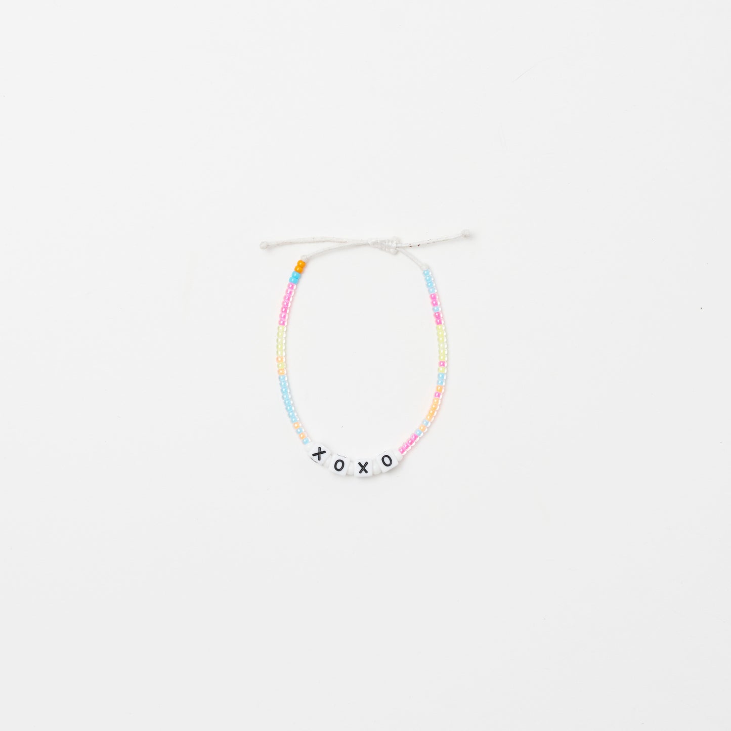 XOXO Letter Bead Single Strand Bracelet - Neon Multi