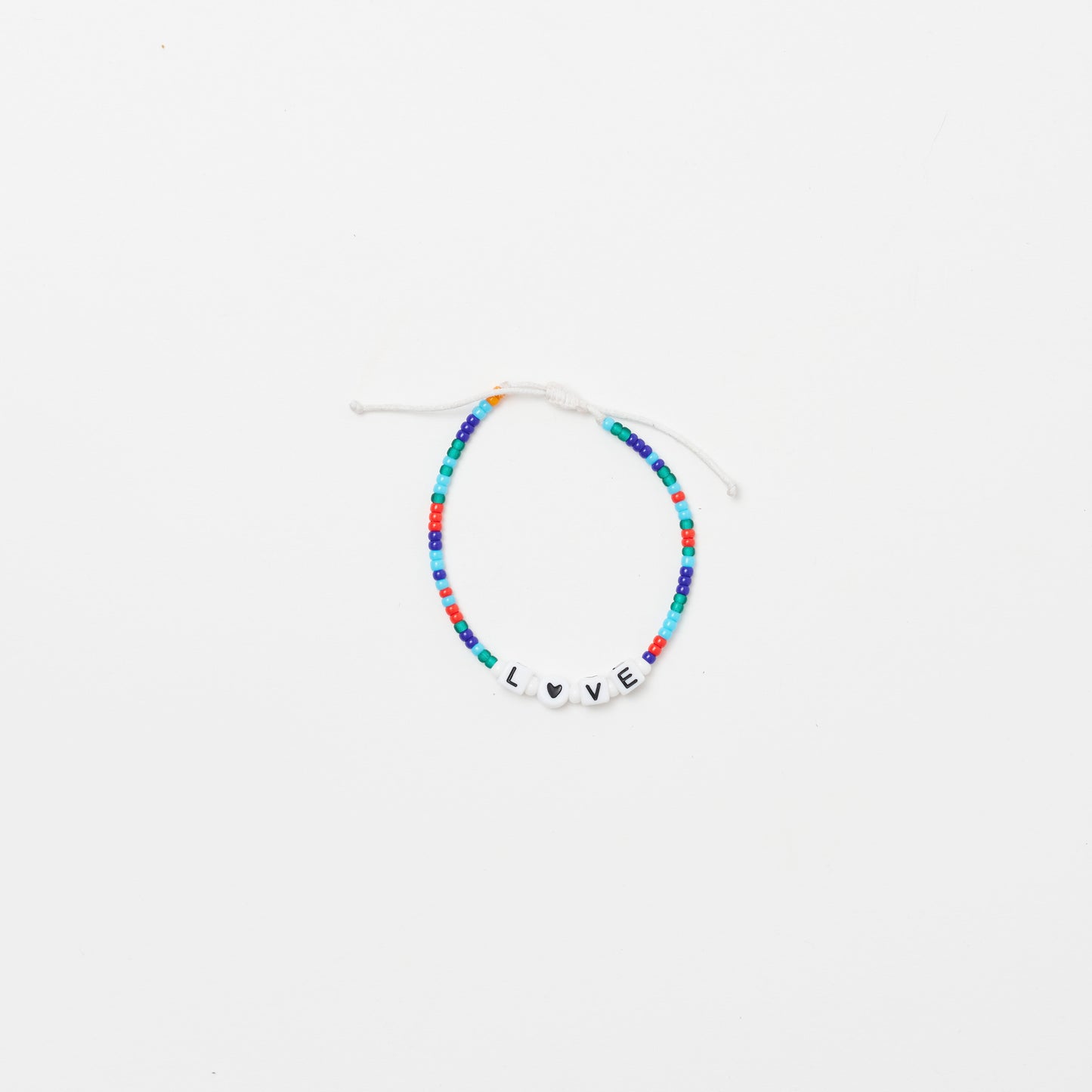 Love Heart Single Strand Bracelet - Pink/Blue Multi