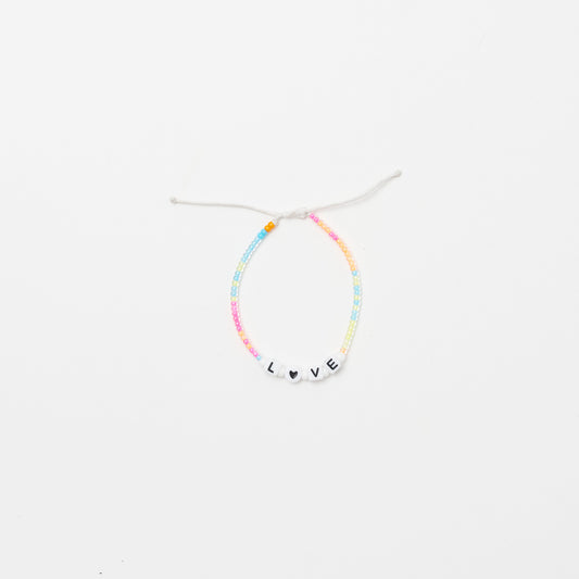 Love Heart Single Strand Bracelet - Neon Multi