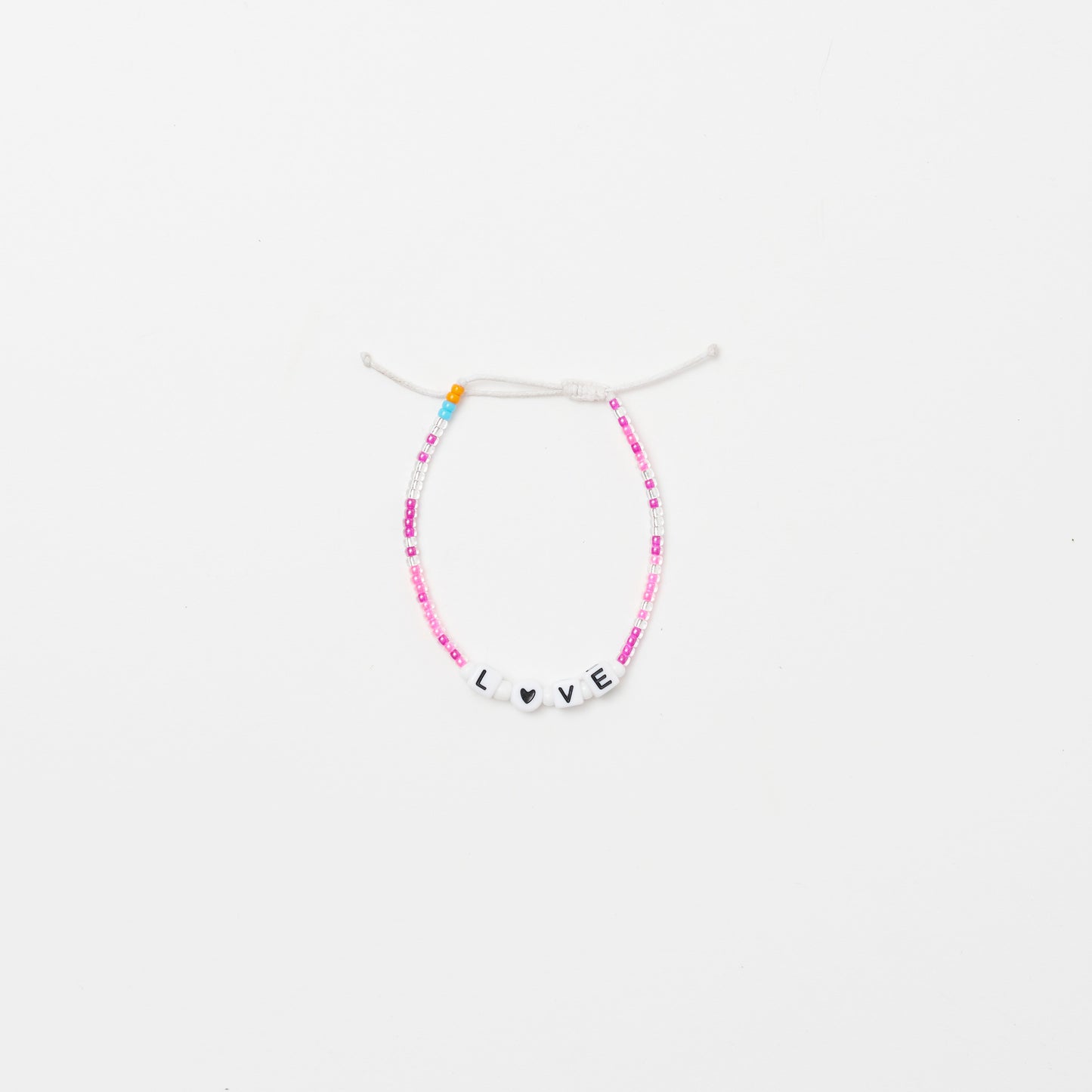 Love Heart Single Strand Bracelet - Pink/Silver Multi