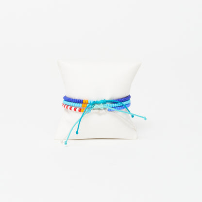 Single Strand Bracelet 3-Pack - Blue Multi