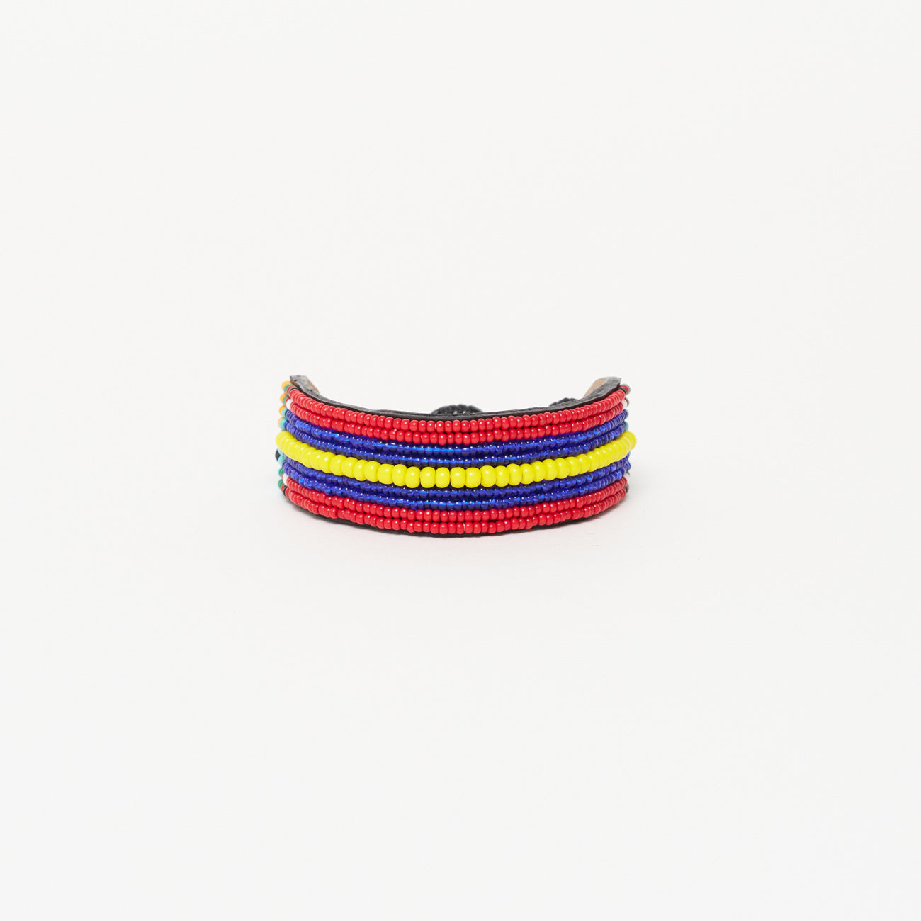 Maasai Bracelet - Red/Blue/Yellow Stripe