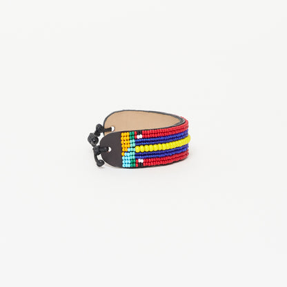 Maasai Bracelet - Red/Blue/Yellow Stripe