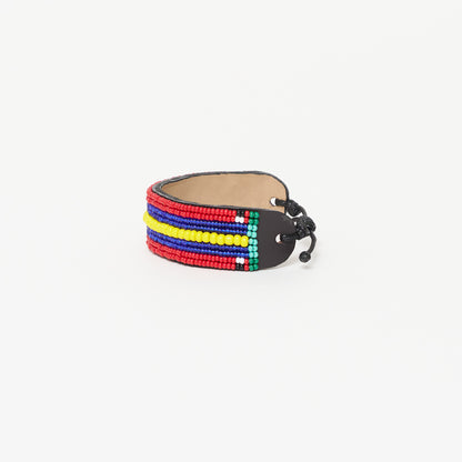 Maasai Bracelet - Red/Blue/Yellow Stripe