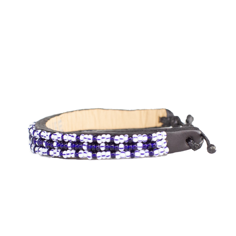 FINAL SALE: Skinny Msalaba Bracelet - Clear Blue/Navy Stripe