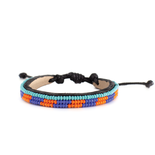 FINAL SALE: Skinny Mstari Bracelet - Deep Orange/Blue