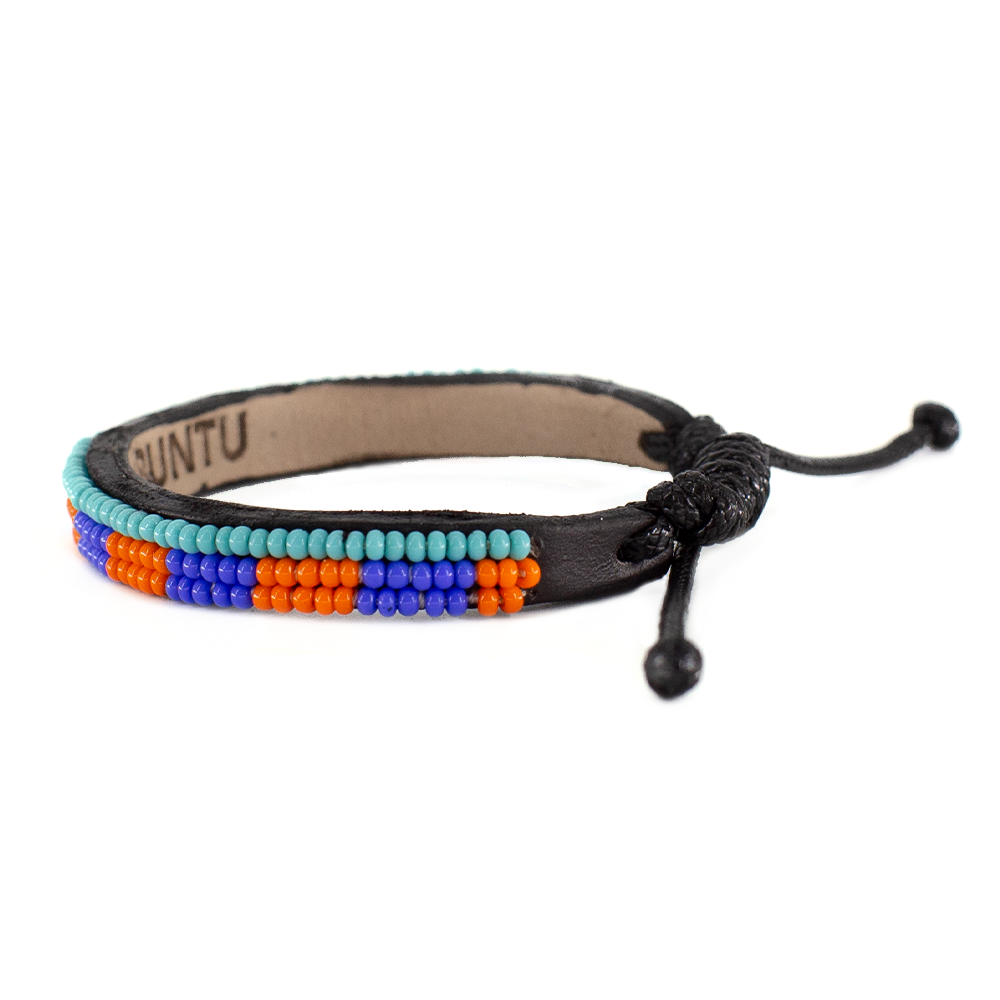 FINAL SALE: Skinny Mstari Bracelet - Deep Orange/Blue