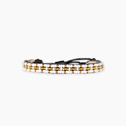 FINAL SALE: Skinny Msalaba Bracelet - White/Gold