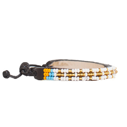 FINAL SALE: Skinny Msalaba Bracelet - White/Gold