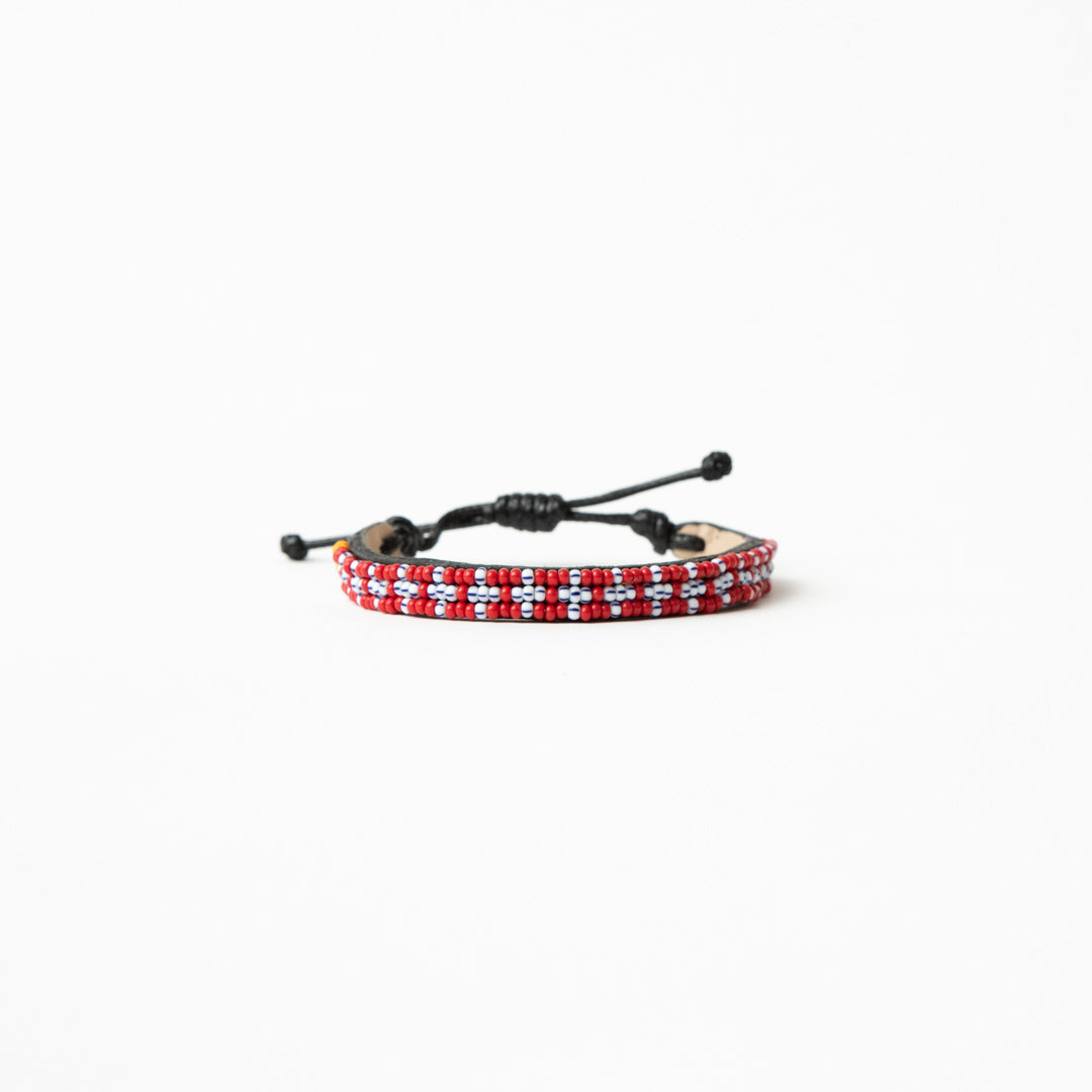 FINAL SALE: Skinny Msalaba Bracelet - Red/Blue Stripe