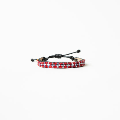 FINAL SALE: Skinny Msalaba Bracelet - Red/Blue Stripe